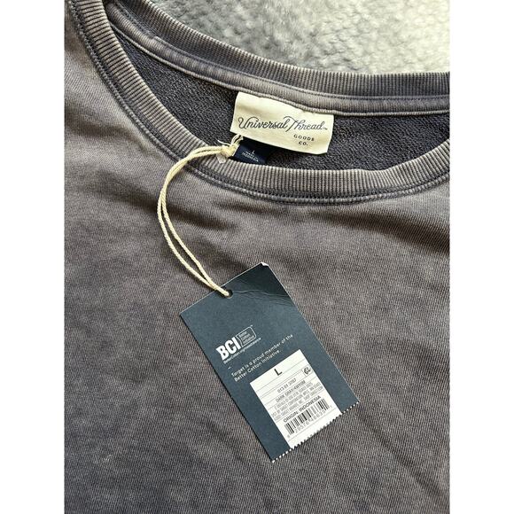 Target Universal Thread Ruffle Shoulder Sweatshirt Dark Charcoal Gray Size Large - Picture 8 of 13